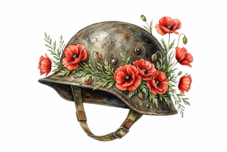 Watercolor vintage military helmet, Memorial Day clipart