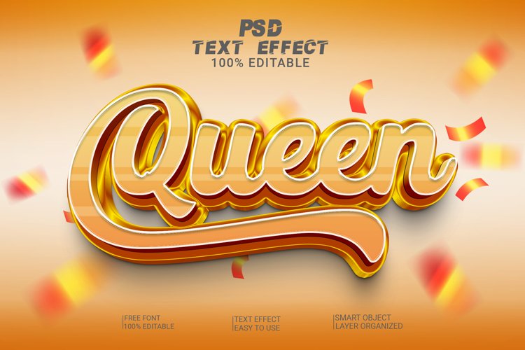Queen 3d Editable Text Effect Style