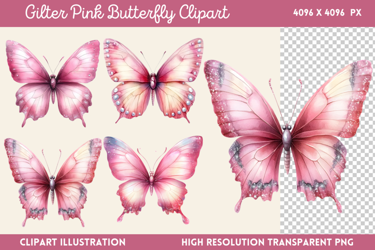 Pink Butterfly Clipart Image 13