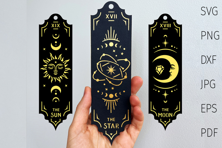 Tarot bookmark svg template, fantasy paper bookmark