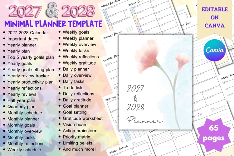 2027-2028 Minimal Planner Canva Template