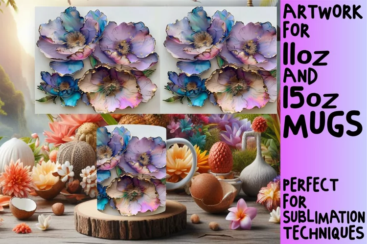 Whimsical 3D Spring Fantasy Mug Wrap: Sublimation - 11oz/15o