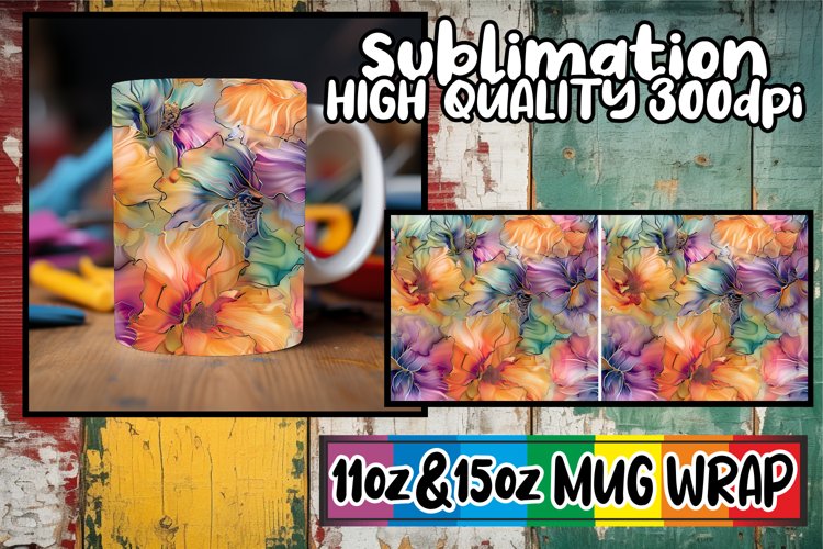 Vibrant Spring Abstract Petals Mug Wrap 11oz 15oz