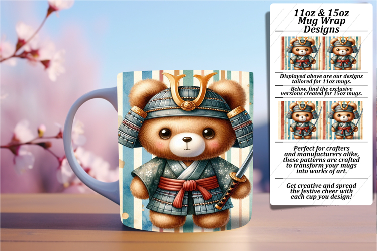 Joyful 15oz Mug Wrap Png Template , Teddy Bear
