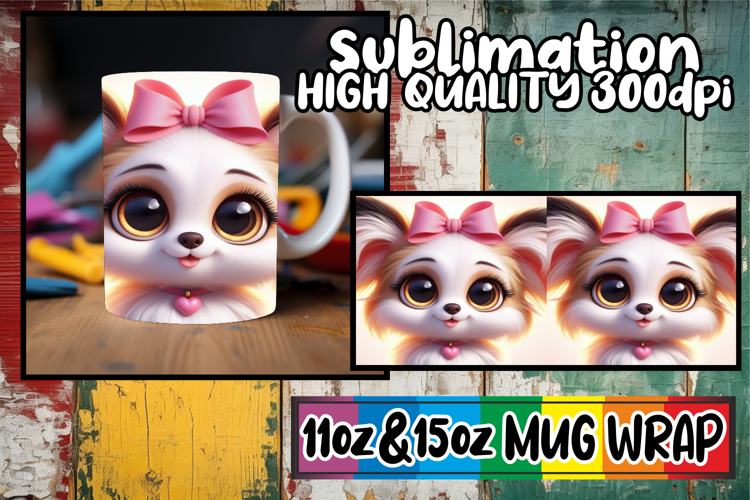 Happy adventures 11oz 15oz sublimation wrap, 3D Dog