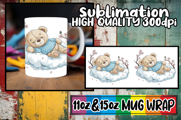 Graceful days sublimation mug wrap, Teddy Bear