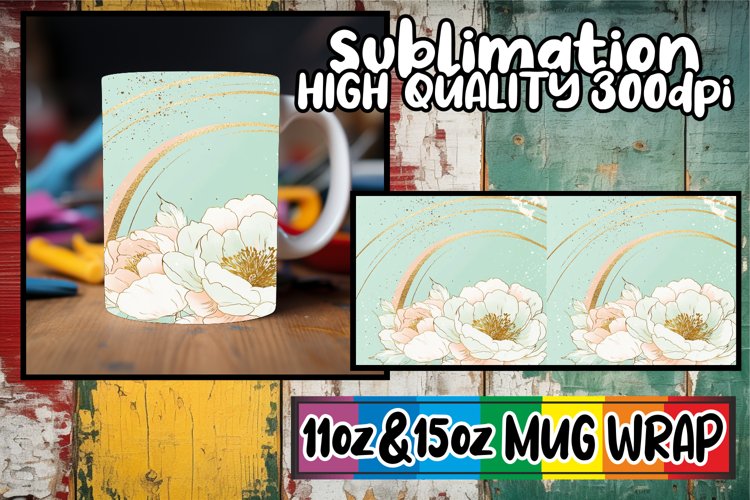 Happy moments sublimation mug wrap, Flower