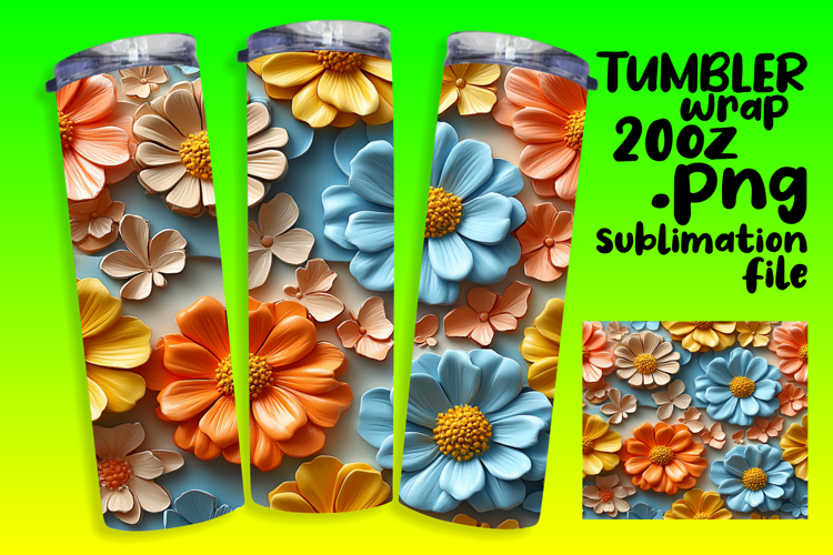 TRENDY 20oz Sublimation Tumbler , 3D Flower