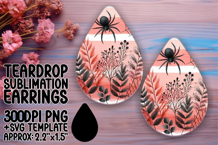 Artful Teardrop Earrings Template Art , Halloween