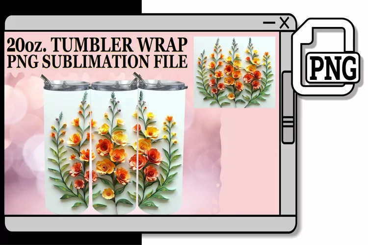 Whimsical Spring Blossom 3D 20oz Tumbler Wrap