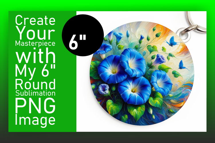Creative Round Design Keychain Template , Flowers