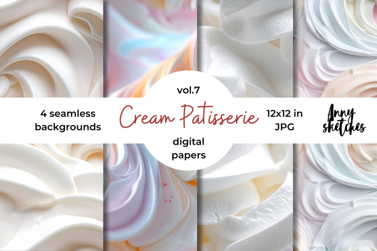 Cream and Cherry Digital Paper Kit Rococo Patterns