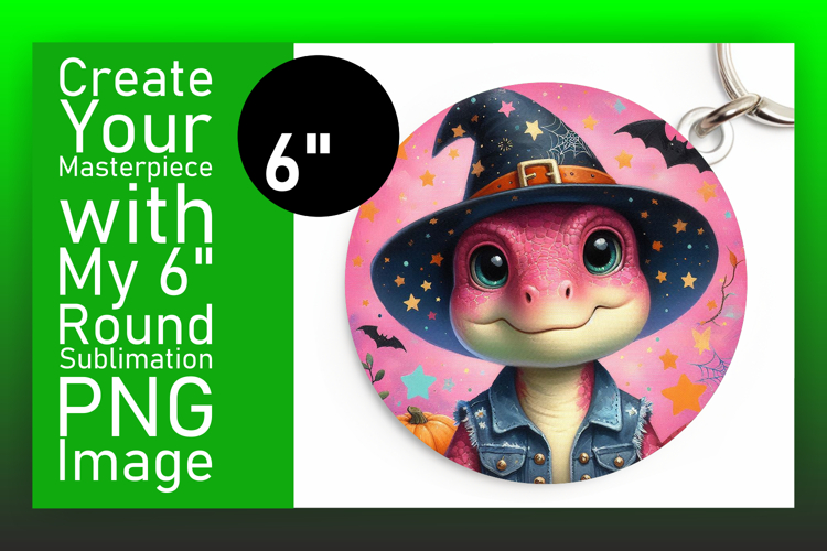 Unique Round Design Keychain Template , Halloween Dino