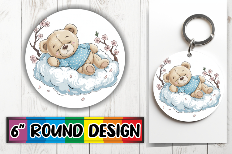 Enchanted Circle Keychain PNG, Teddy Bear
