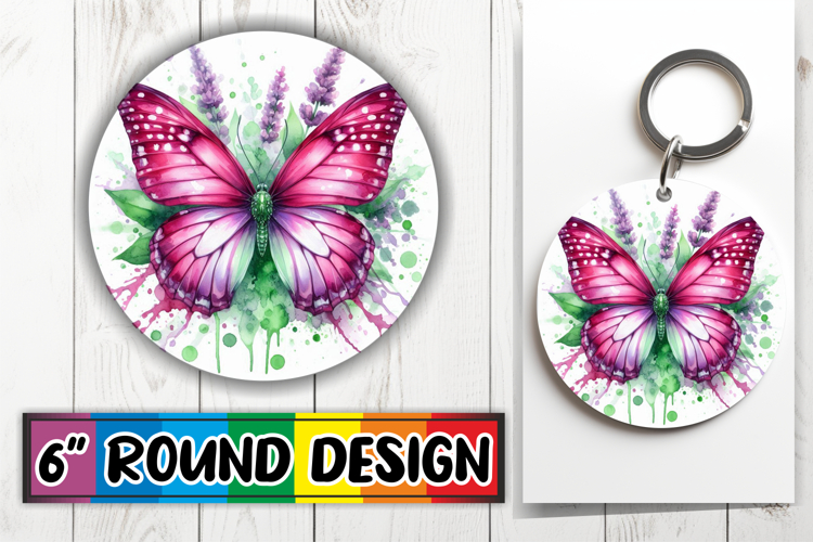 Bright Ornaments Round Sublimation, Butterfly