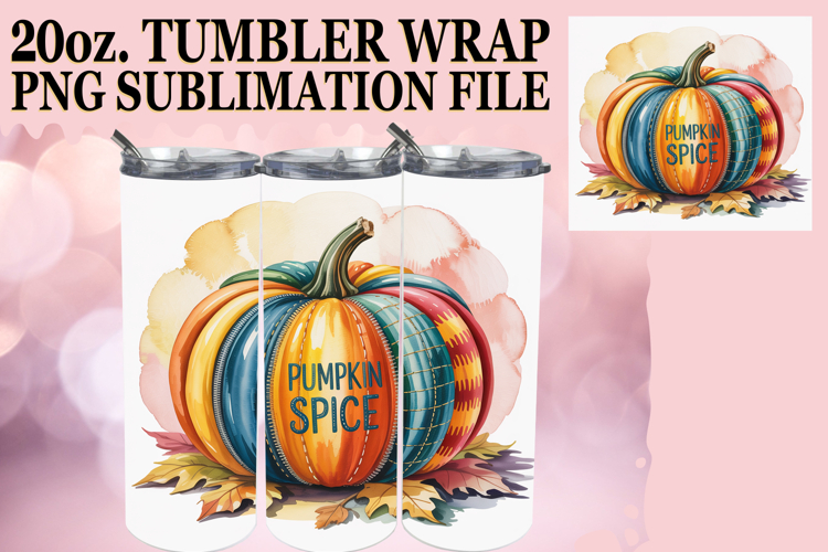 Cheerful Mornings 20oz tumbler wrap, Pumpkin Watercolor