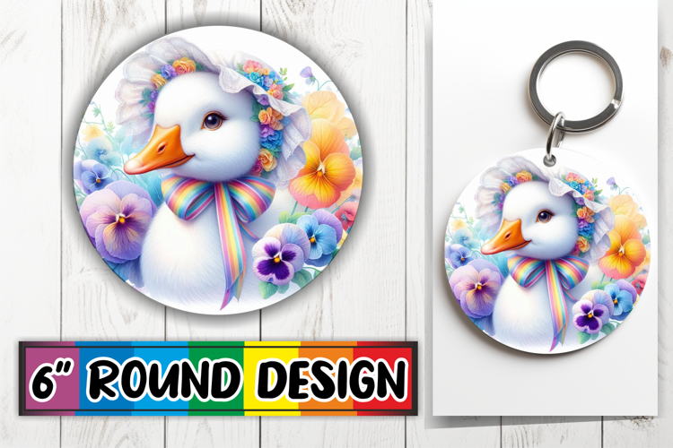 Sweet Sublimation Circle Keychain, Goose
