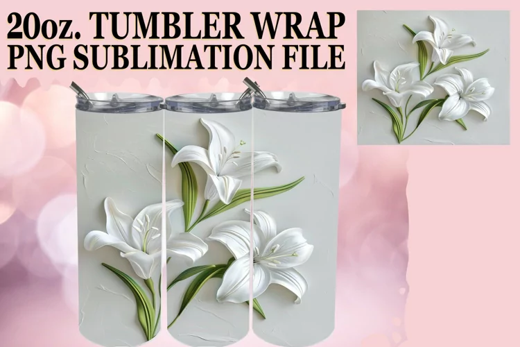 White Flower Paradise: Tumbler Wrap Sublimation