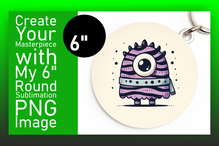 Charming Keychain Round Design PNG , Monster