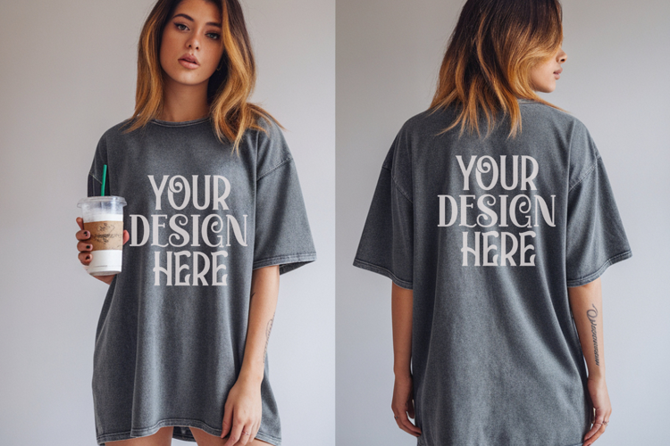Granite Comfort Colors 1717 Front & back T shirt Mockup