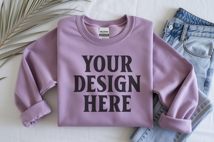 Daisy Gildan 18000 Folded Flat Lay Mockups