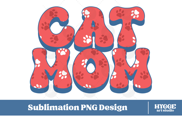 American Cat Mom 4th of July USA Paw DTF PNG Sublimation