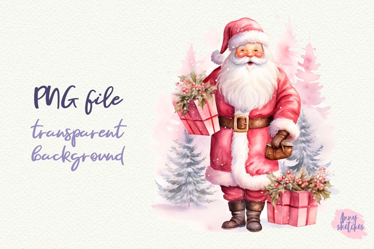 Pink Christmas Santa PNG | Coquette Christmas Clipart