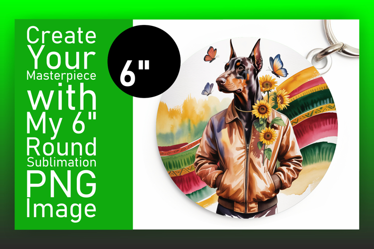 Stylish Circle Design for Keychains , Cute Dog