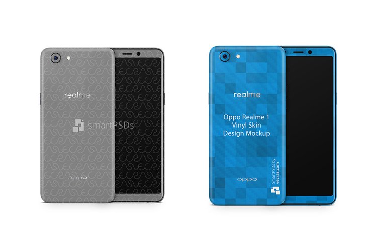 Oppo Realme 1 Vinyl Skin Design Mockup 2018