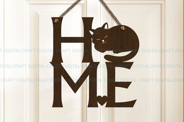 Home Cat Sign SVG Laser Cut out door hanger