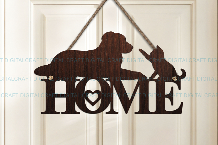 Dog and Cat Home Sign SVG, Laser Cut Template, Digital
