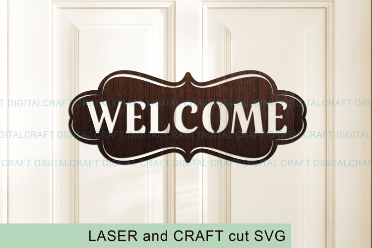 Welcome Sign Laser Cut Template SVG, DXF