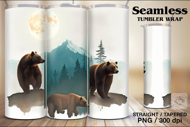 Wild Bear Tumbler Wrap Sublimation, 20 oz