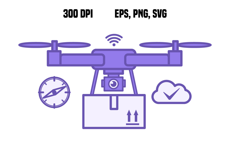 Purple Smart Logistics Drone Icon