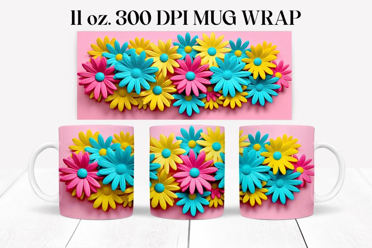 3D 11 oz. Flowers Mug Wrap| 3D Sublimation Mug Wrap