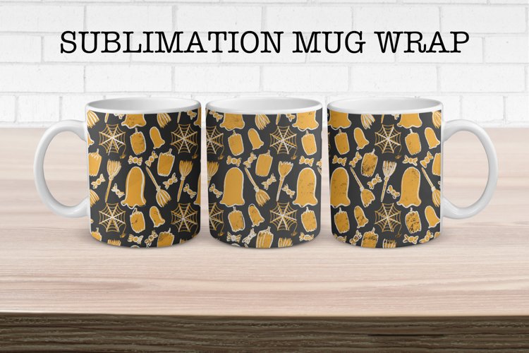 Foil Halloween Pattern Mug Wrap Design example image 1