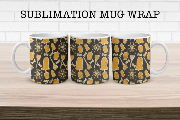 Foil Halloween Pattern Mug Wrap Design