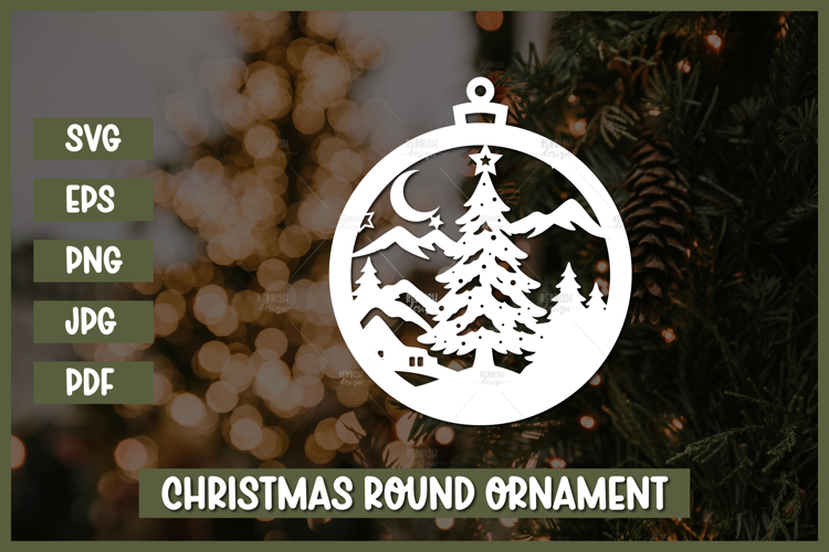 Round Christmas Ornament Svg