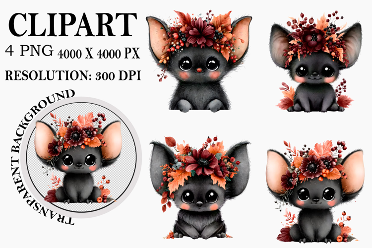 Whimsical Spooky Halloween Clipart Watercolor PNG