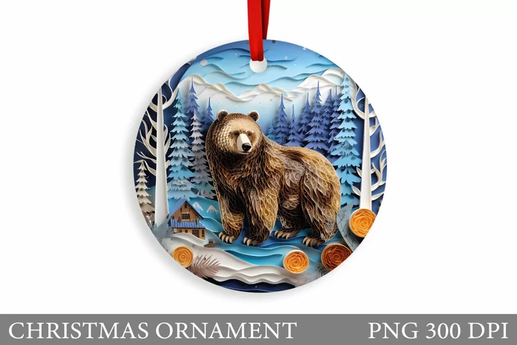 Bear Christmas Ornament. Winter Bear Christmas Ornament