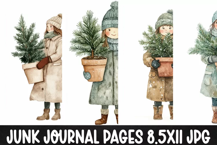 4 Christmas Digital Papers I Christmas Junk Journal Pages