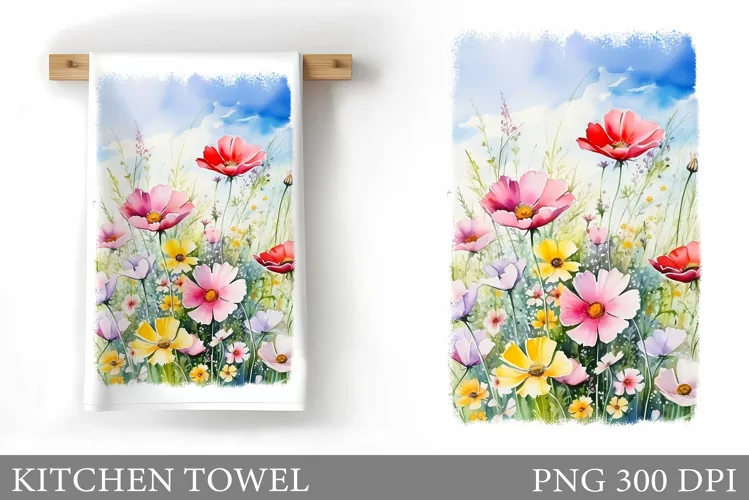 Wildflowers Kitchen Towel. Flowers Kitchen Towel