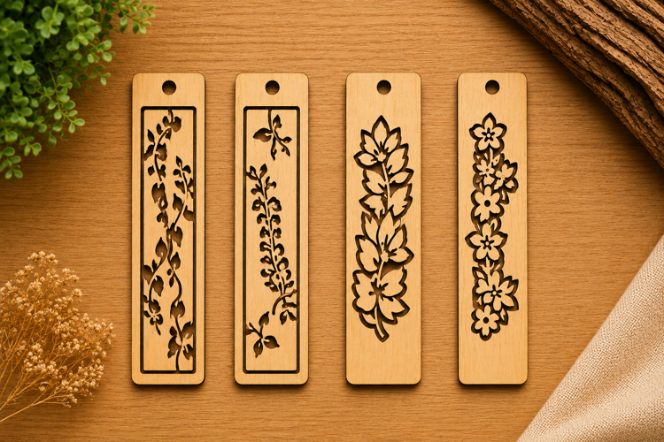 Elegant Flower Wooden Bookmark Laser Cut File
