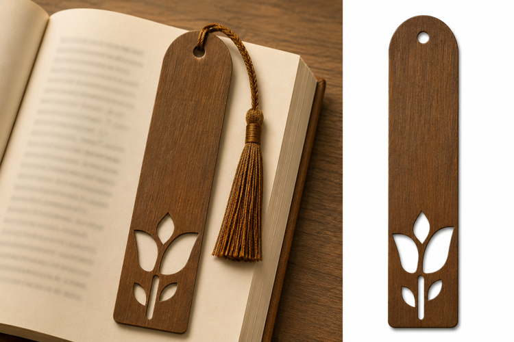 Minimalist Wooden Tulip Flower Bookmark with Tassel for Book example image 1