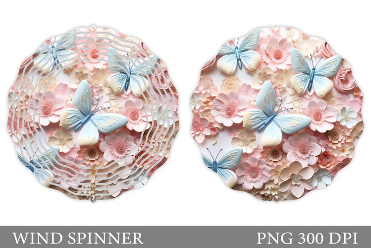 3D Butterflies Wind Spinner. Flowers Wind Spinner Design example image 1