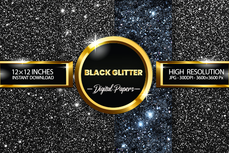 Black Glitter Digital Papers - 04 Variations