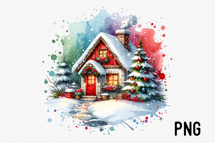 Cozy Cottage Sublimation - Cozy Cottage landscape Clipart example image 1