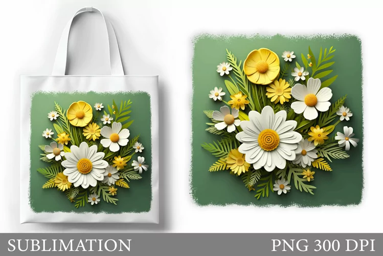 3D Flowers Sublimation. Flowers Tote Bag Sublimation