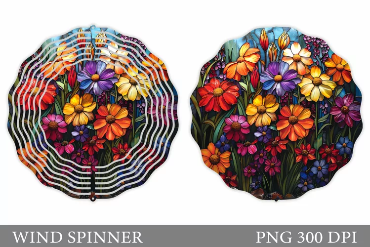 Floral Wind Spinner Sublimation. Flowers Wind Spinner Design