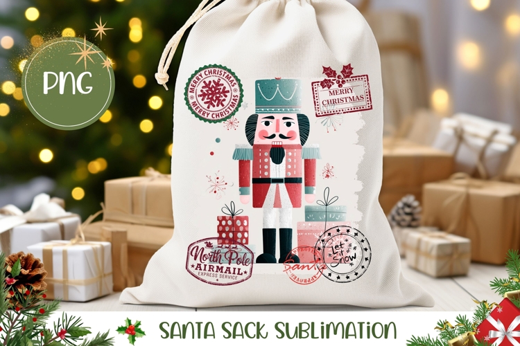 Cartoon Nutcracker Santa Sack, Cartoon Christmas Gift Bag